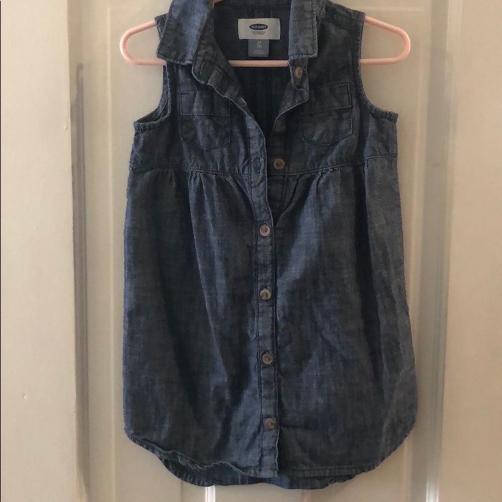Old Navy Chambray Sleeveless Shirt Dress